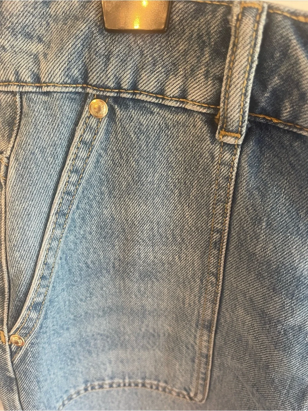 Michael Kors Jean Skirt Gold Button-Front Denim Skirt